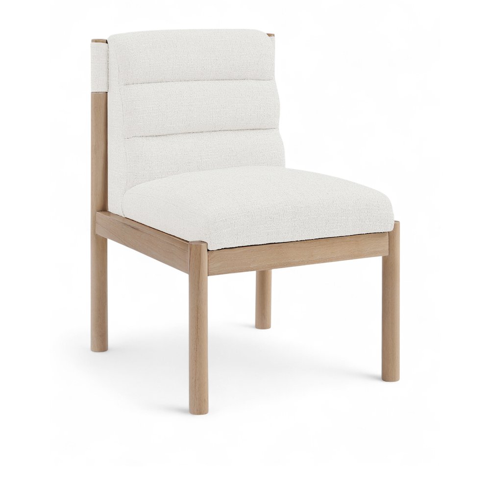 Eloura Cream Linen Textured Fabric Upholstered Dining Chair, Set of 2