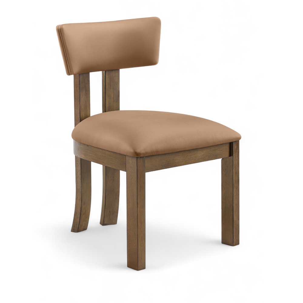 Lavrin Cognac Vegan Leather Upholstered Dining Side Chair, Set of 2