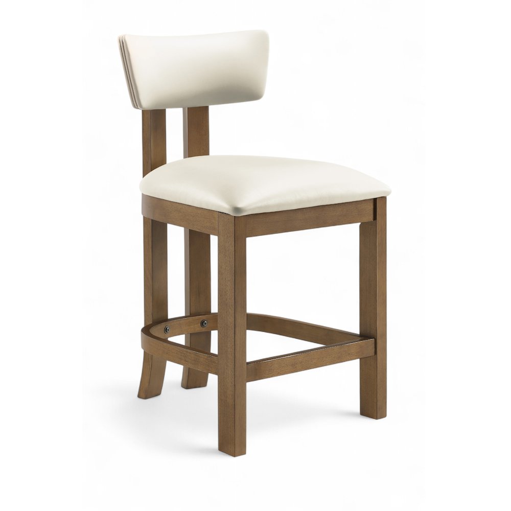 Lavrin Cream Vegan Leather Upholstered Counter Stool, Set of 2