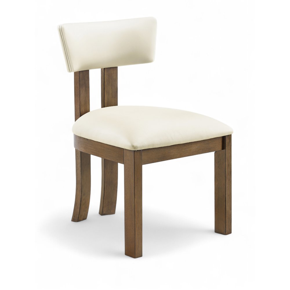 Lavrin Cream Vegan Leather Upholstered Dining Side Chair, Set of 2