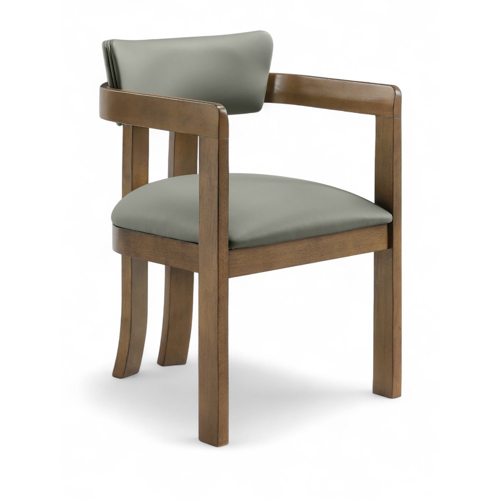 Lavrin Olive Vegan Leather Upholstered Dining Arm Chair, Set of 2