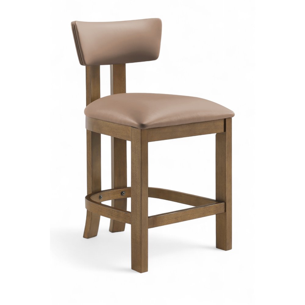 Lavrin Tan Vegan Leather Upholstered Counter Stool, Set of 2