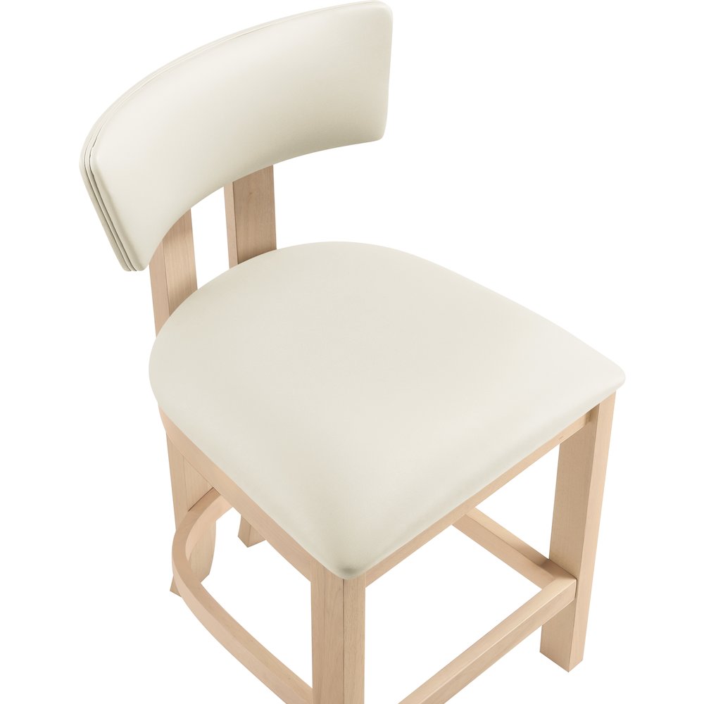 Lavrin Cream Vegan Leather Upholstered Counter Stool, Set of 2
