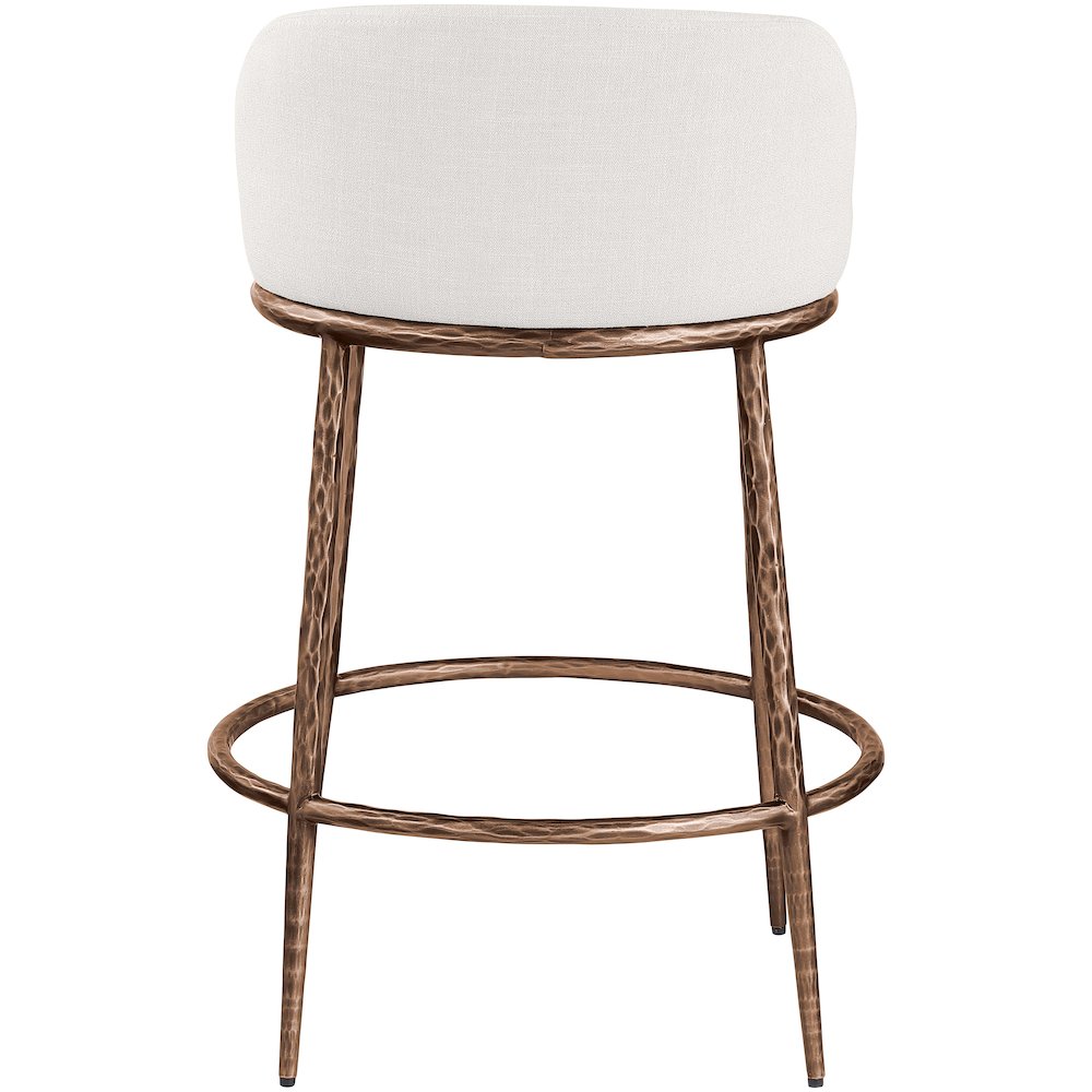 Ferro Cream Linen Textured Performance Fabric Upholstered Counter Stool