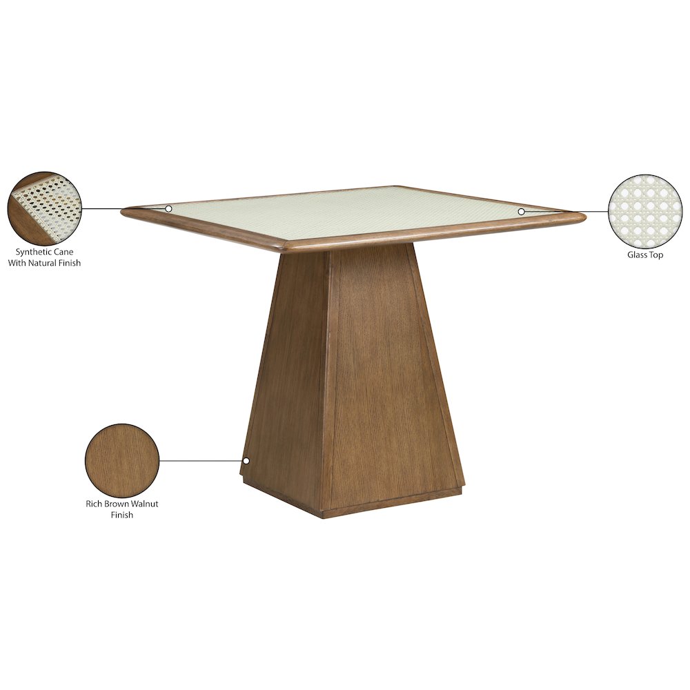 Atrium 36" Brown Glass And Cane Top With Solid Wood Base Dining / Game Table