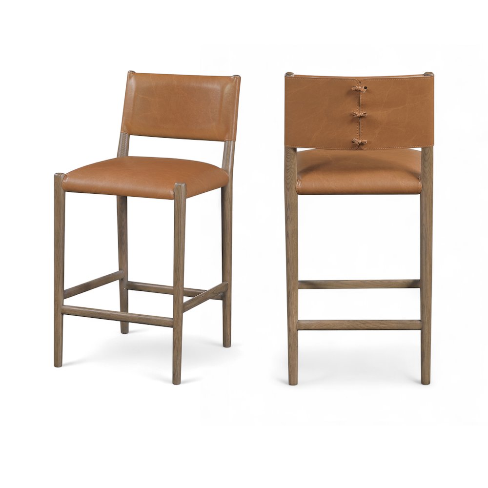 Andie Cognac Vegan Leather Upholstered Counter Stool