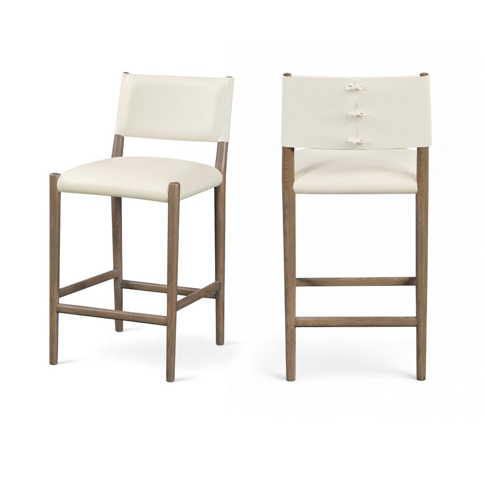 Andie Cream Vegan Leather Upholstered Counter Stool