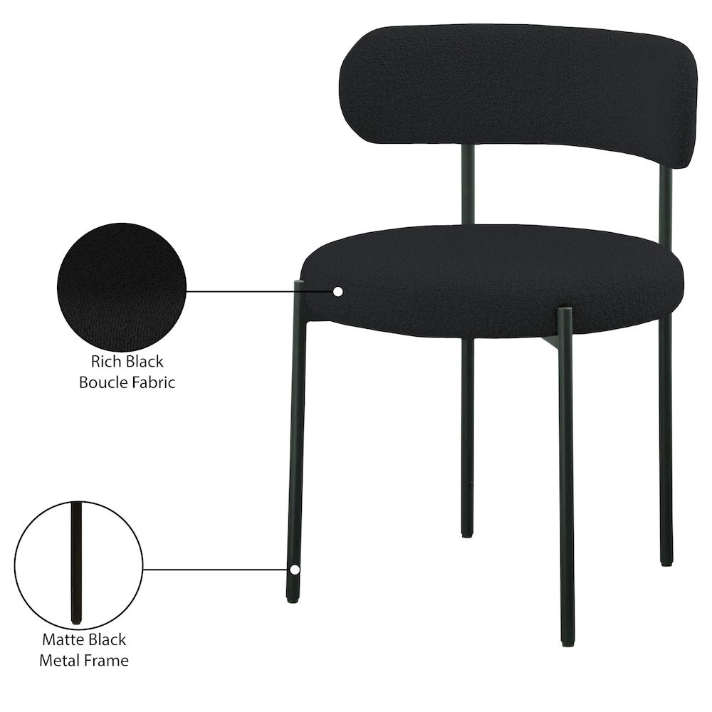 Beacon Black Boucle Fabric Dining Chair, Set of 2