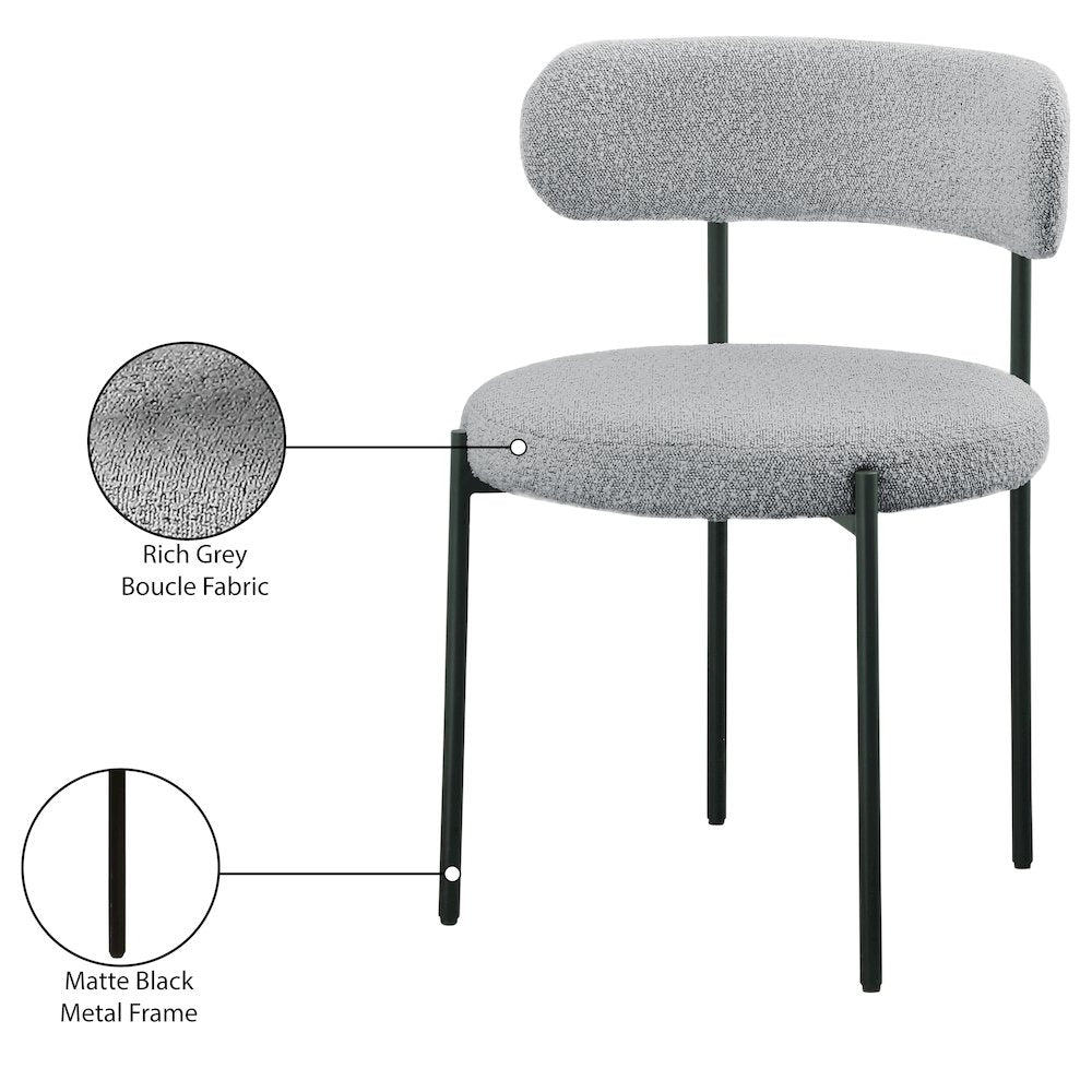 Beacon Grey Boucle Fabric Dining Chair, Set of 2