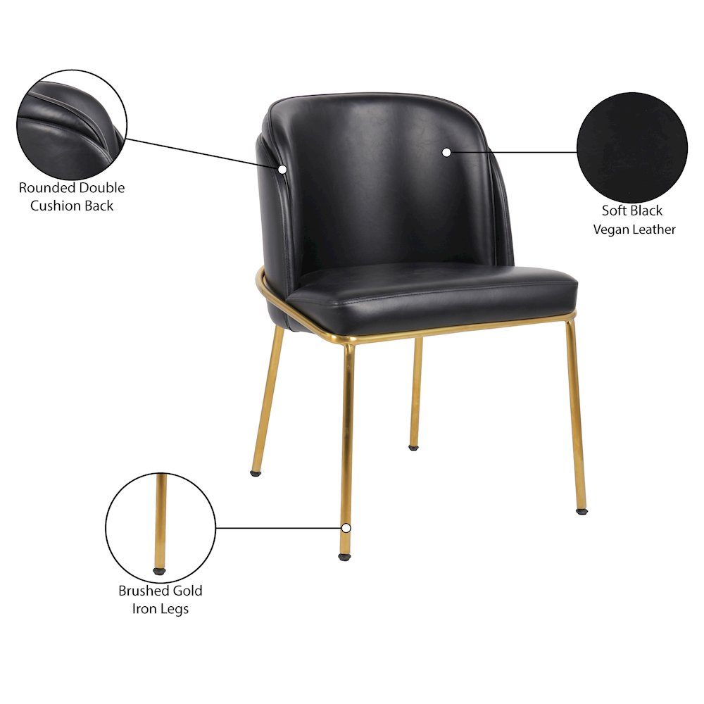 Jagger Black Vegan Leather Dining Chair, Set of 2