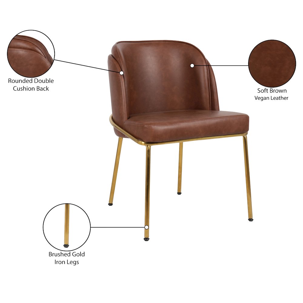 Jagger Brown Vegan Leather Dining Chair, Set of 2