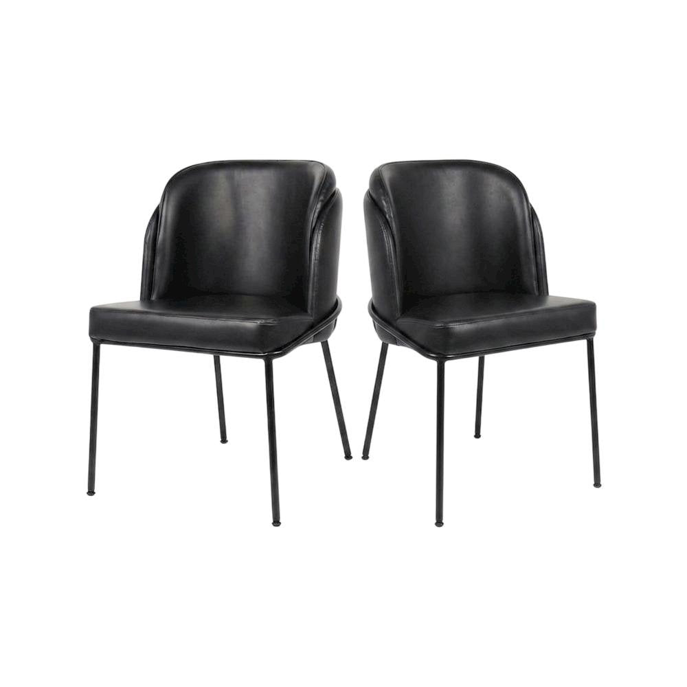 Starlight Canyon Home Vegan Leather Dining Chairs Set of 2, Black Vegan Leather