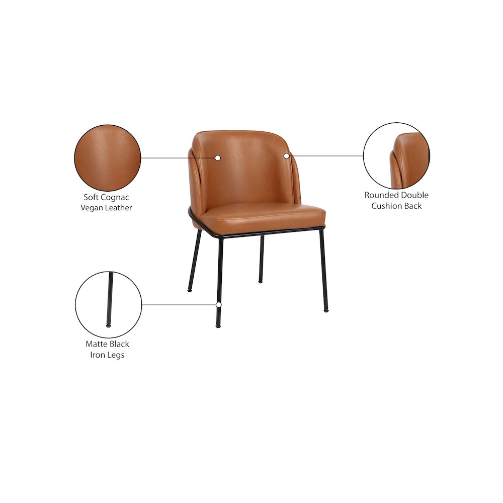 Jagger Cognac Vegan Leather Dining Chair, Set of 2
