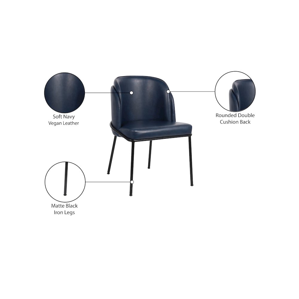 Jagger Navy Vegan Leather Dining Chair, Set of 2