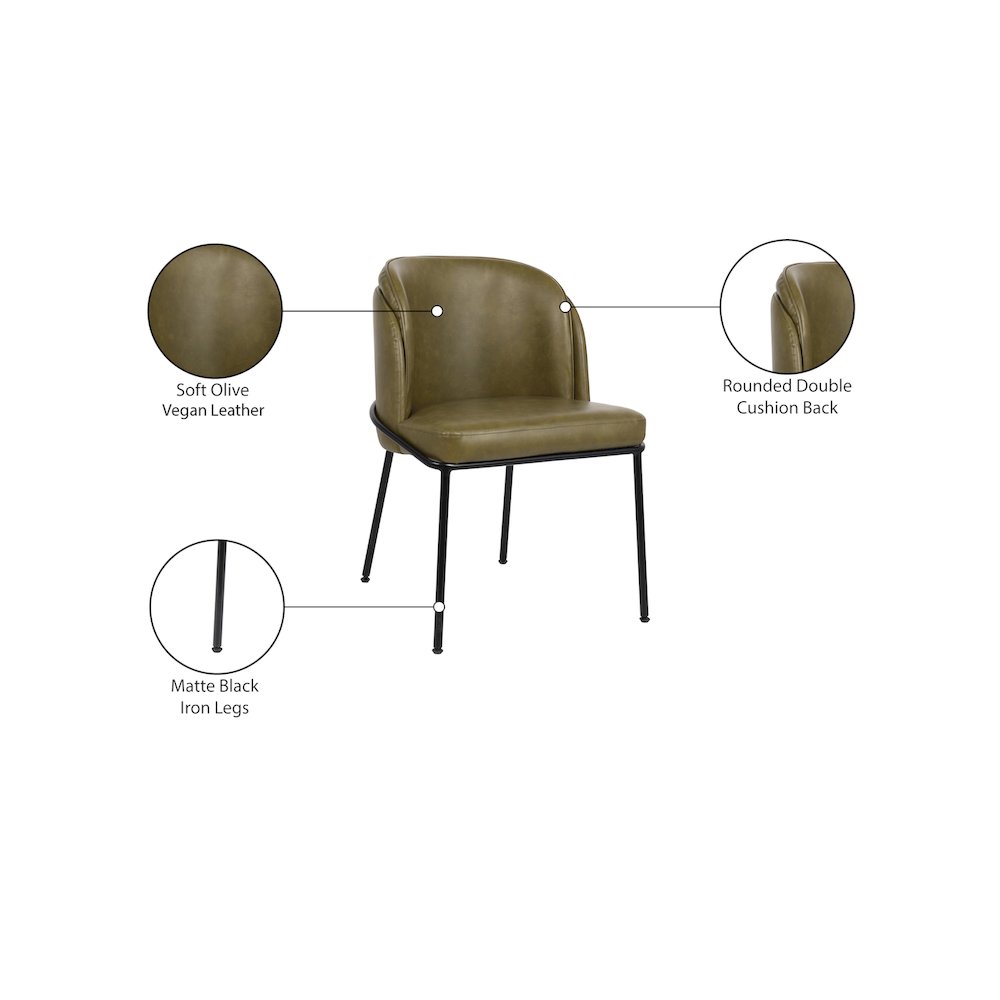 Jagger Olive Vegan Leather Dining Chair, Set of 2