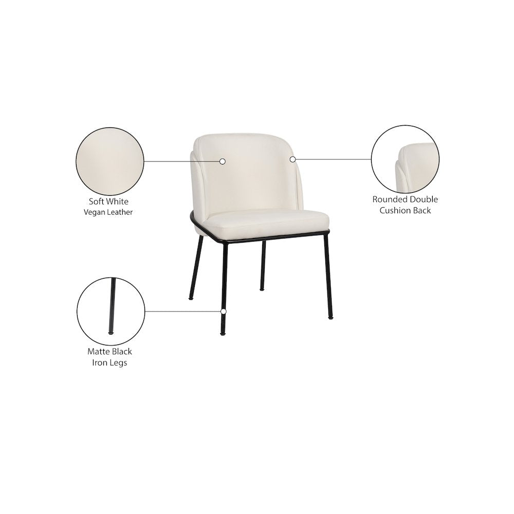 Jagger White Vegan Leather Dining Chair, Set of 2