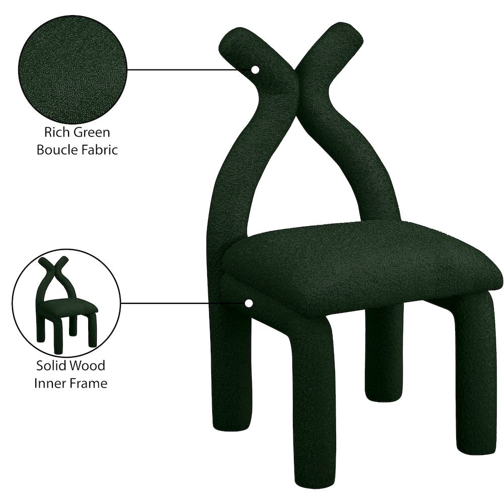 Xena Green Boucle Fabric Accent/Dining Chair