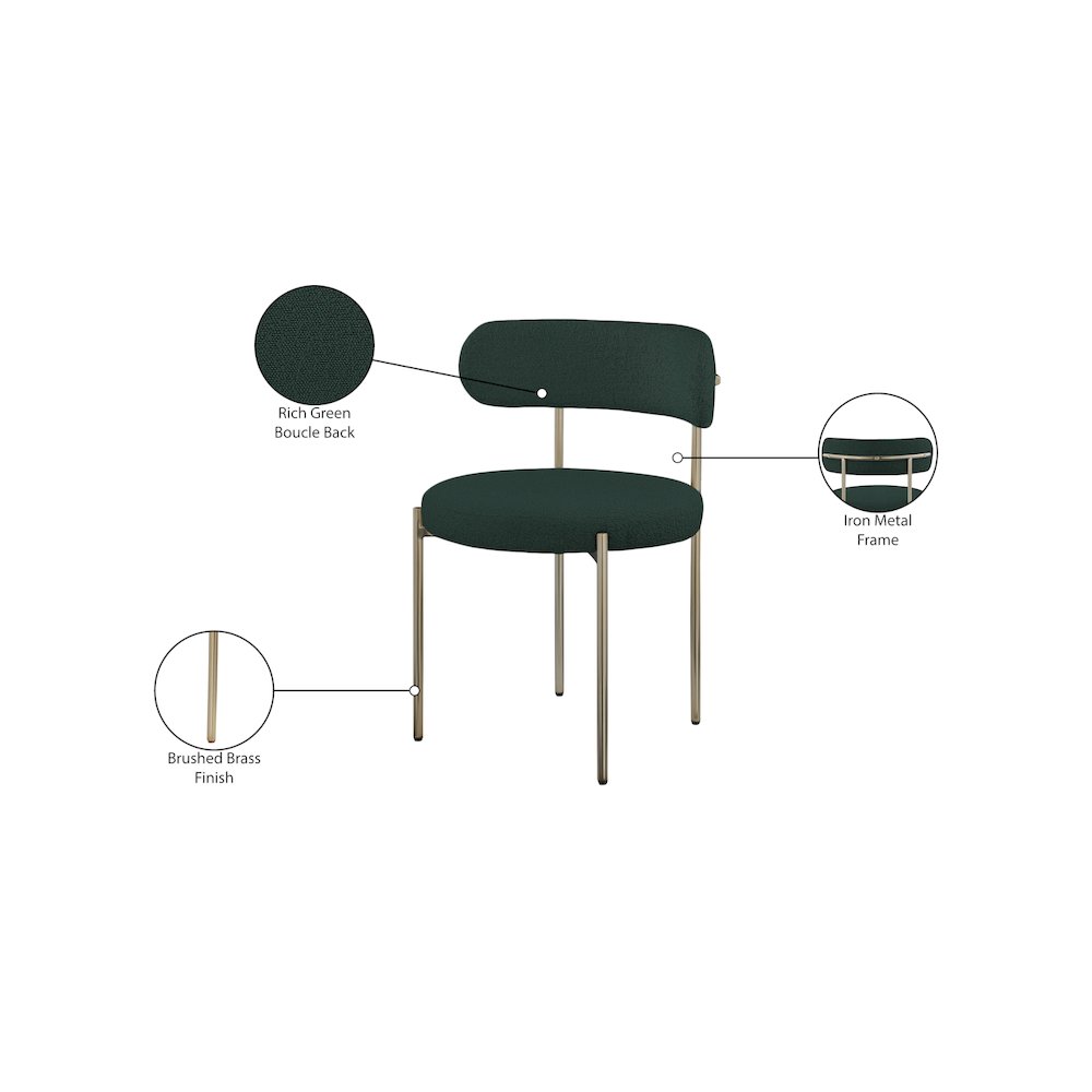 Beacon Green Boucle Fabric Dining Chair, Set of 2