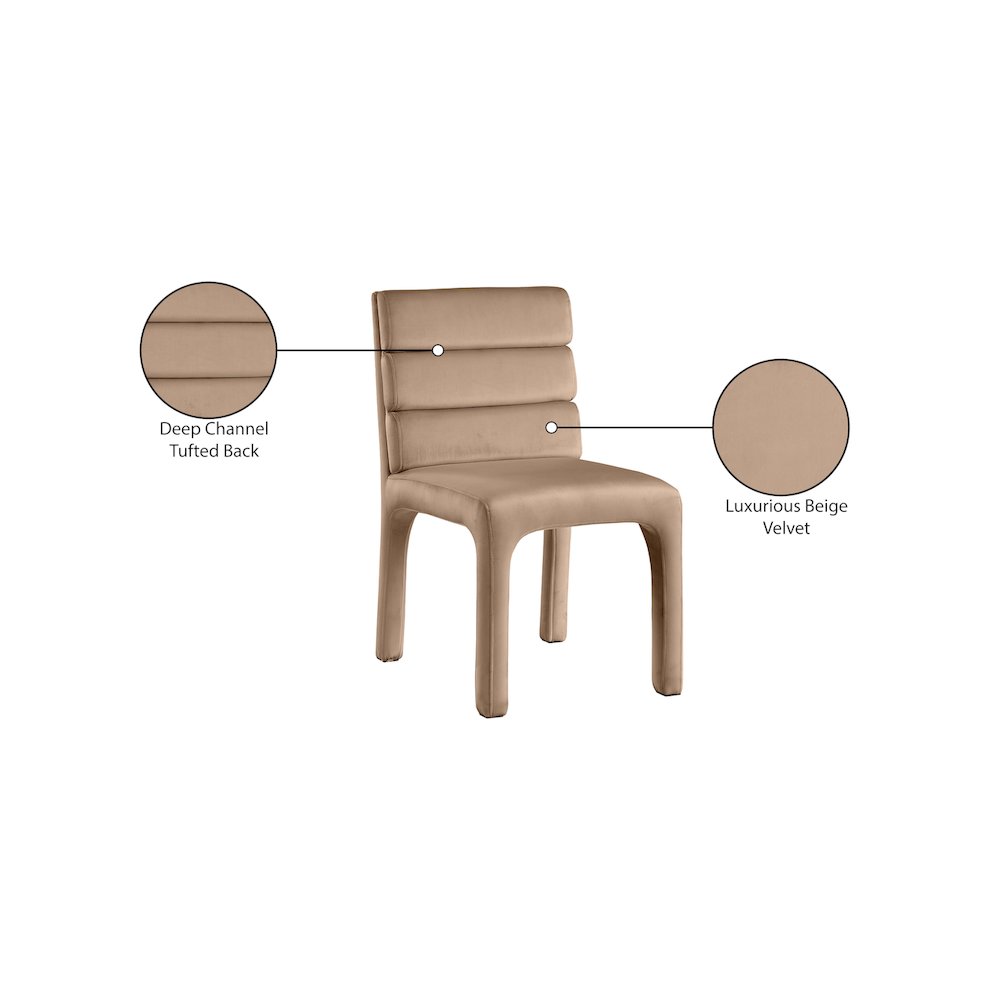 Kai Beige Velvet Dining Chair, Set of 2