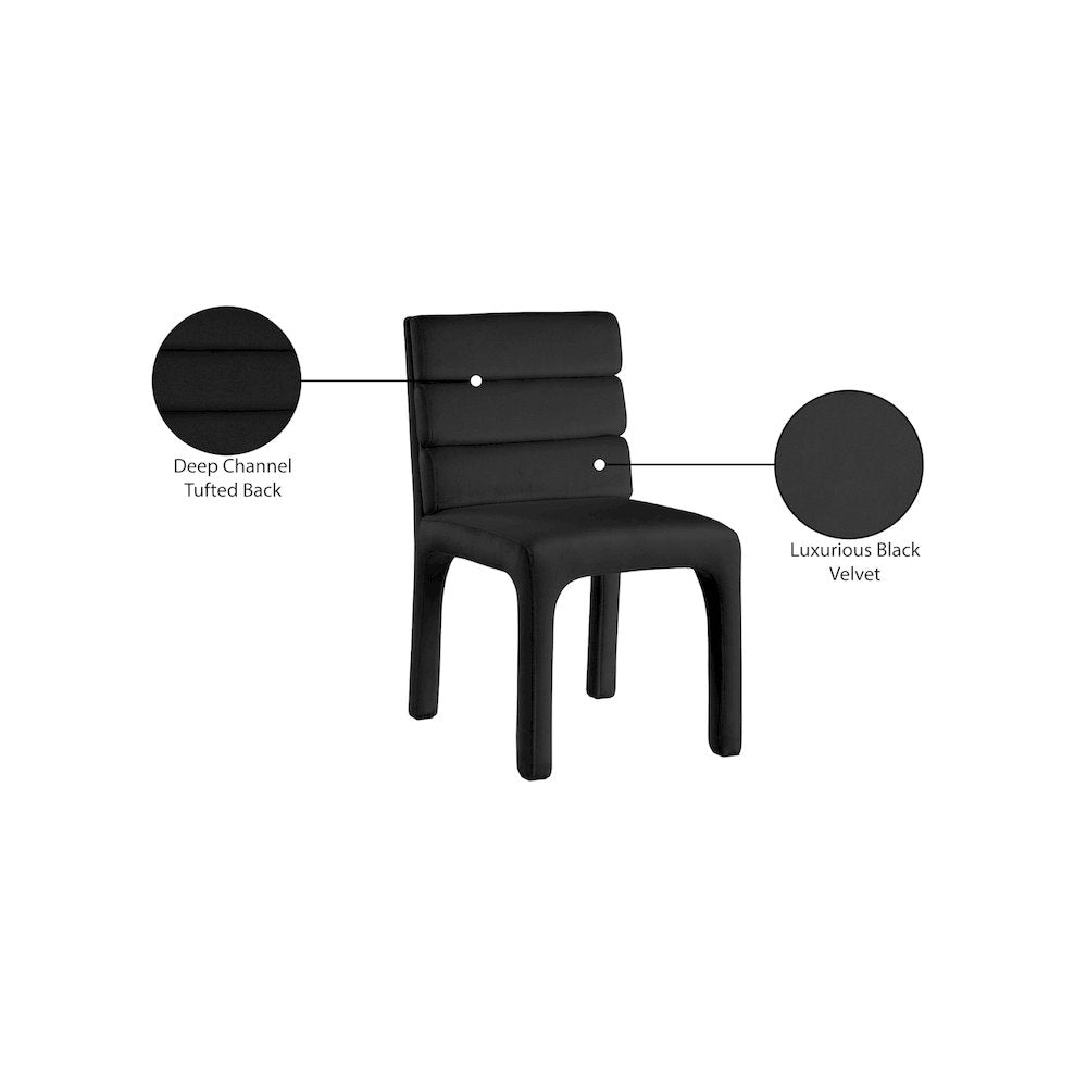 Kai Black Velvet Dining Chair, Set of 2