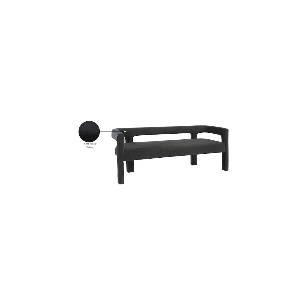 Athena Black Velvet Bench