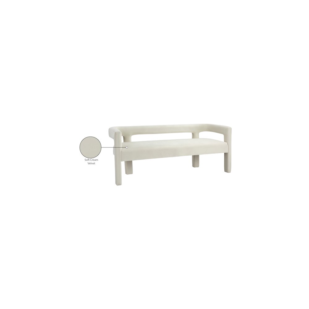 Athena Cream Velvet Bench