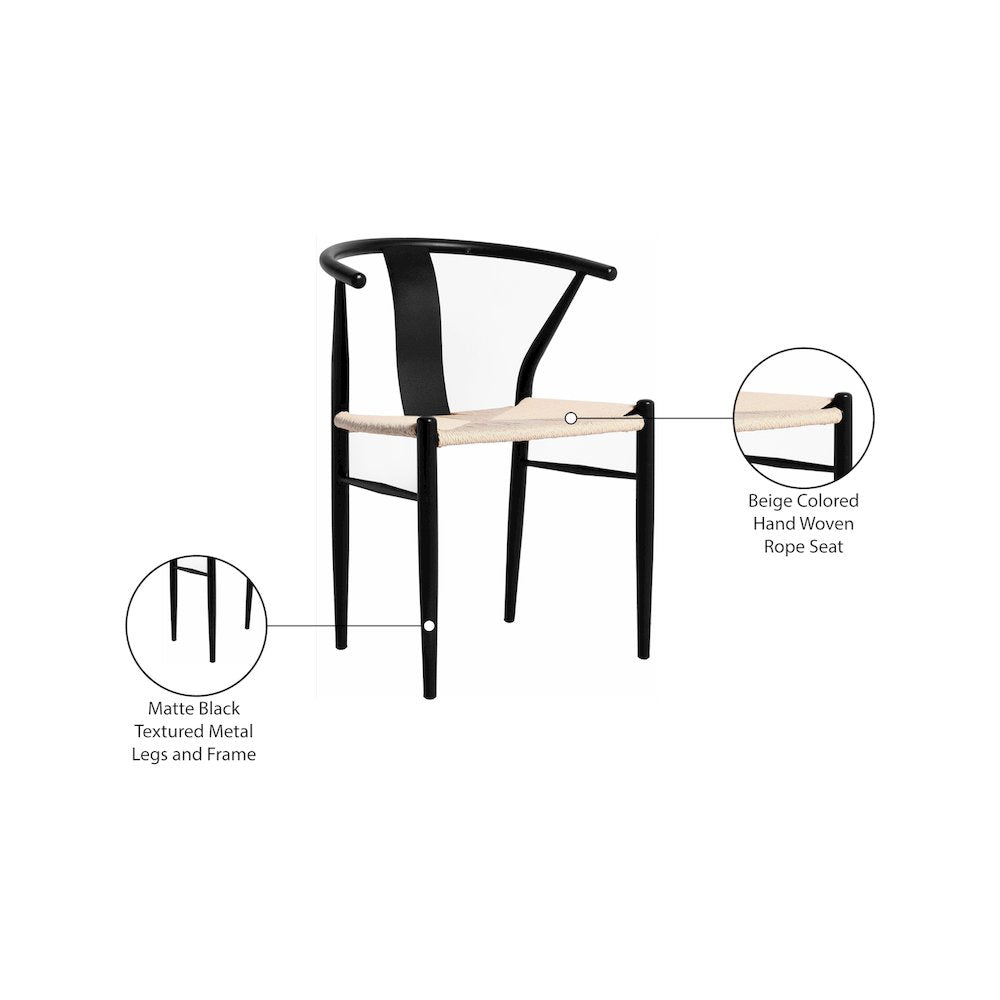 Beck Beige Hand Woven Rope Dining Chair, Set of 2