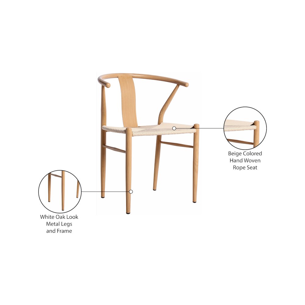 Beck Beige Hand Woven Rope Dining Chair, Set of 2