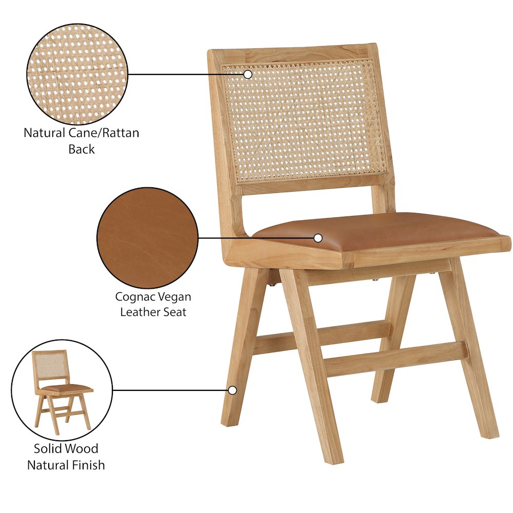 Abby Cognac Vegan Leather Dining Side Chair, Set of 2