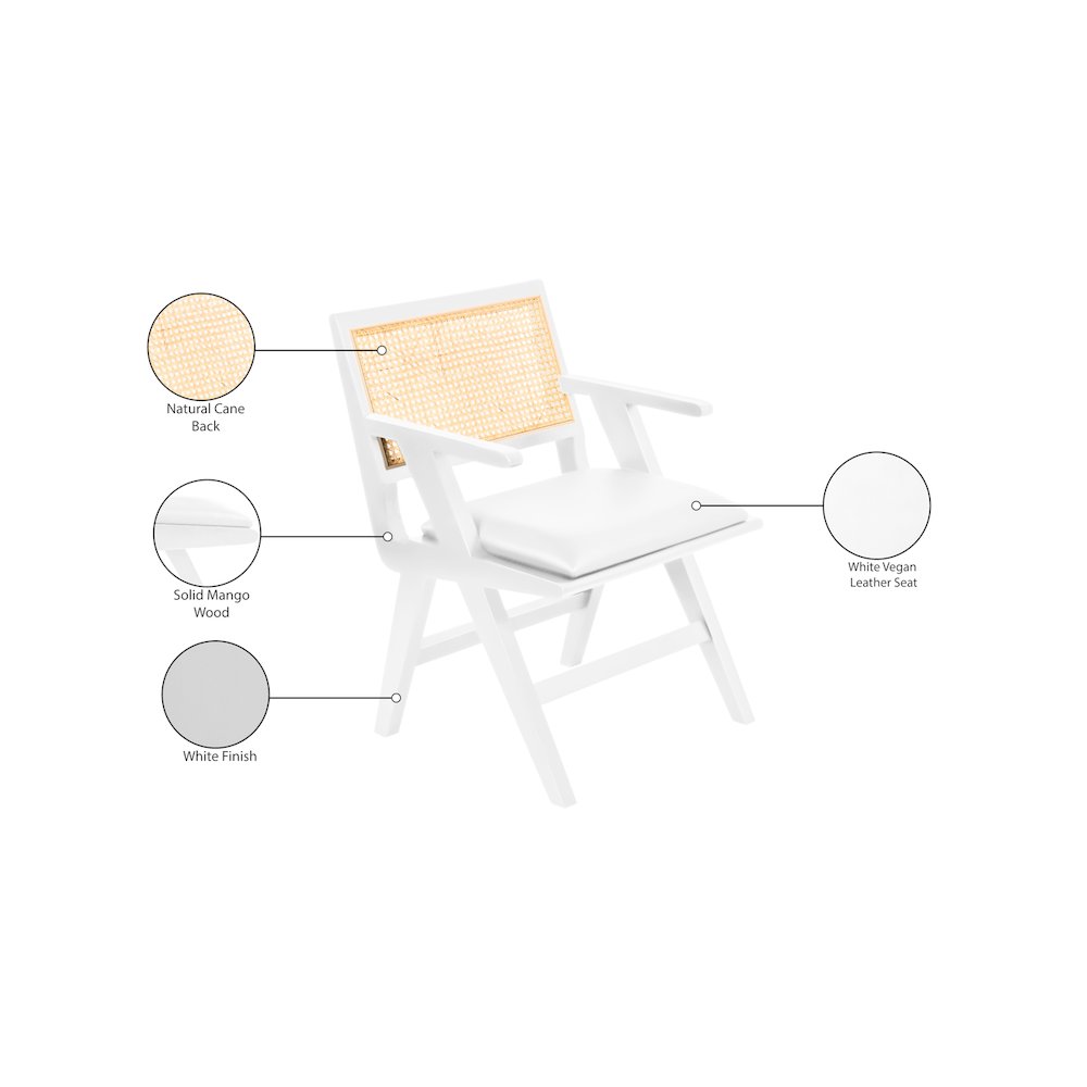 Abby Cream Vegan Leather Dining Arm Chair, Set of 2
