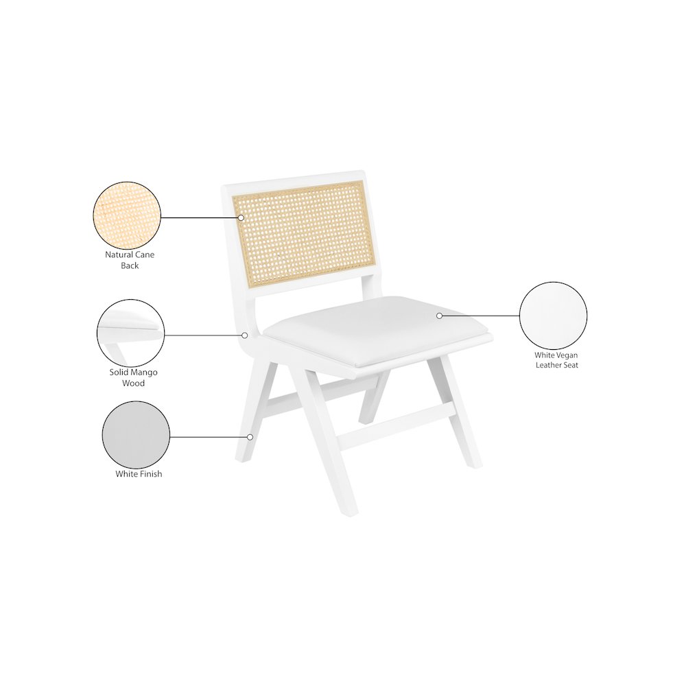 Abby Cream Vegan Leather Dining Side Chair, Set of 2