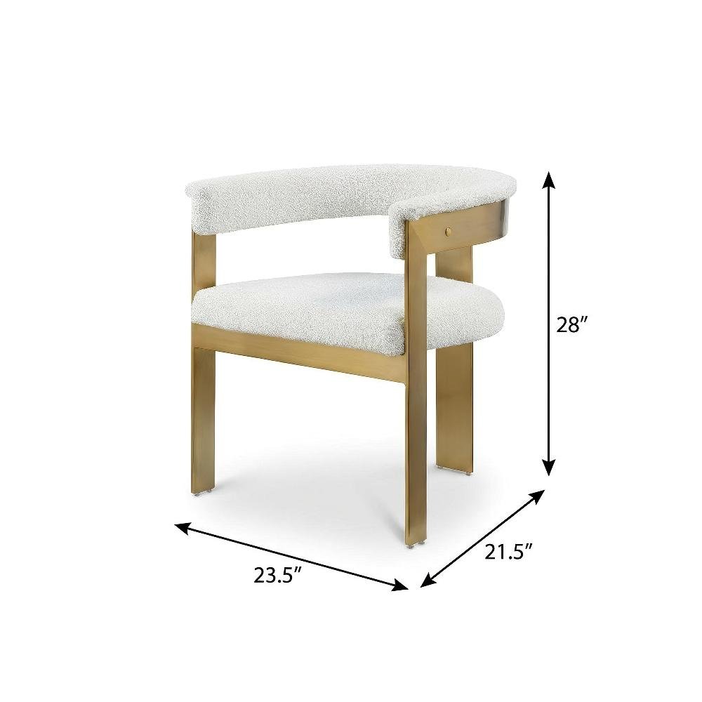 Brushed Gold Fabric Dining Chair Set of 2 with Armrests and Contemporary Design