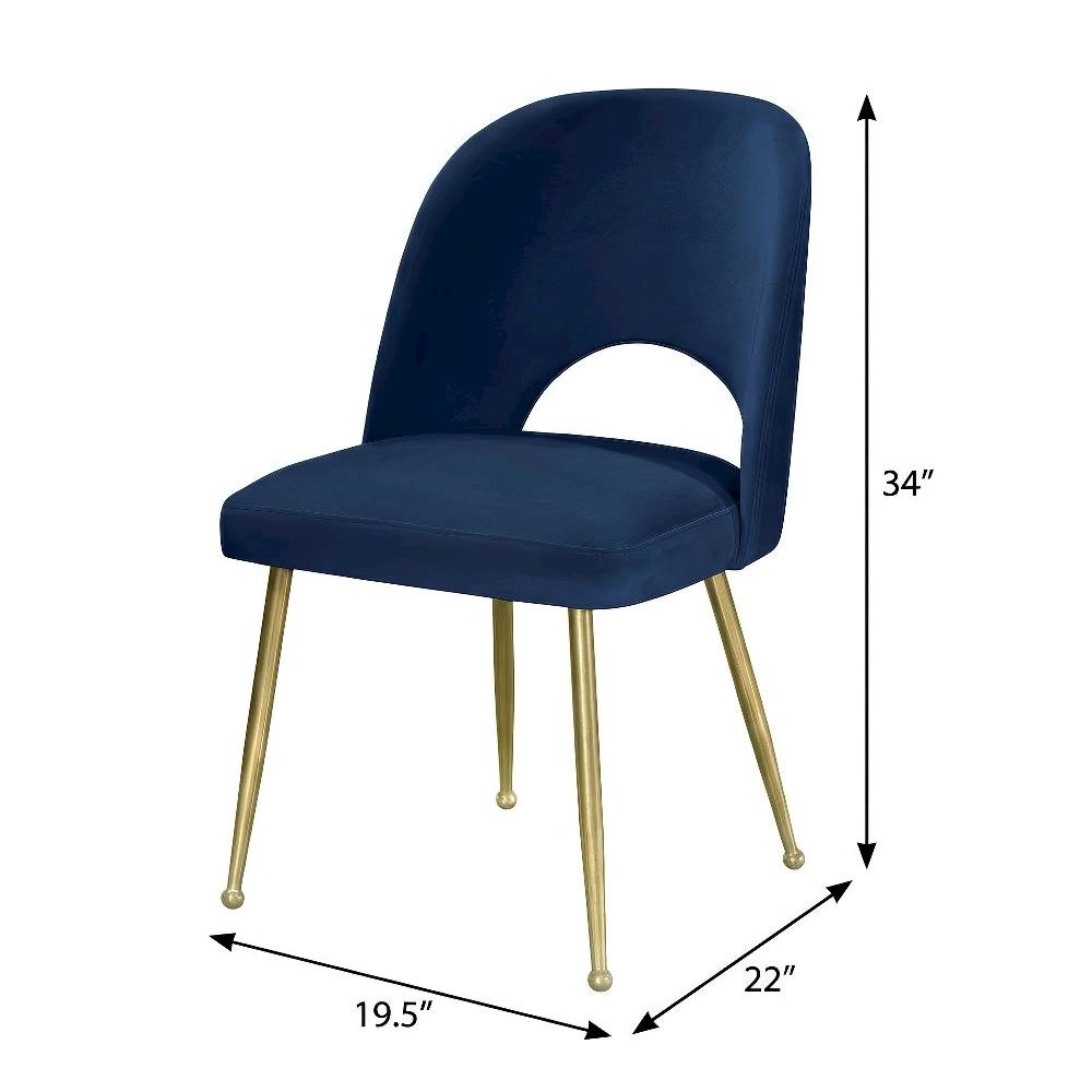 Gold Velvet Dining Chair Set of 2 with Contemporary Design and Cushioned Seat