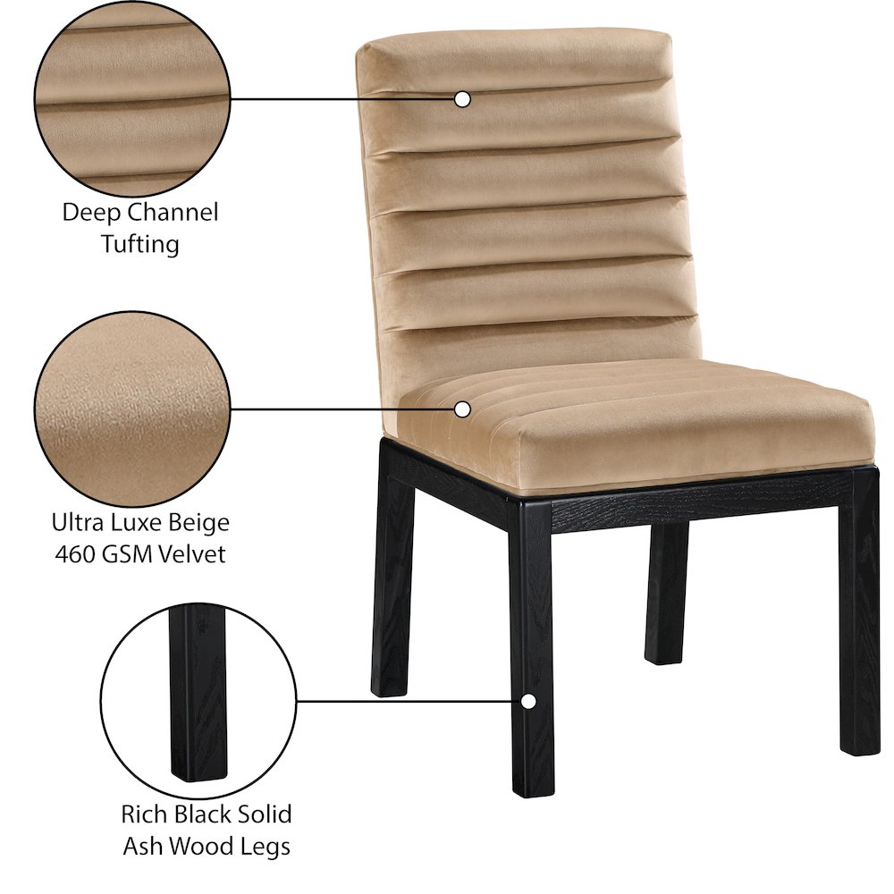 Evelyn Beige Velvet Dining Chair