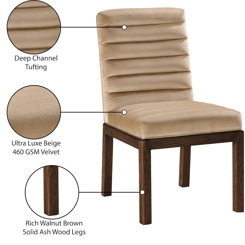 Evelyn Beige Velvet Dining Chair