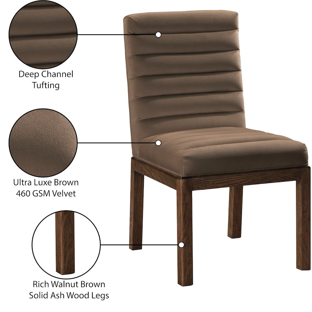 Evelyn Brown Velvet Dining Chair