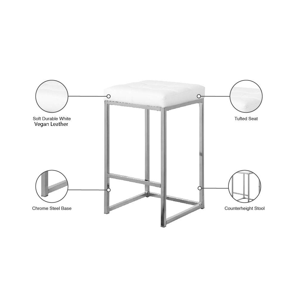 Nicola White Vegan Leather Stool, Set of 2