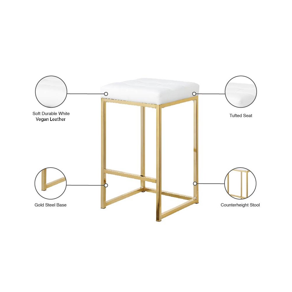 Nicola White Vegan Leather Stool, Set of 2
