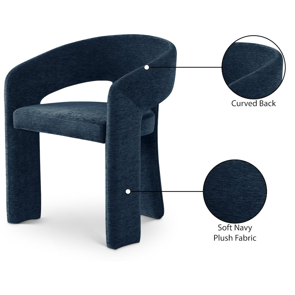 Rendition Navy Plush Fabric Dining Chair, Set of 2