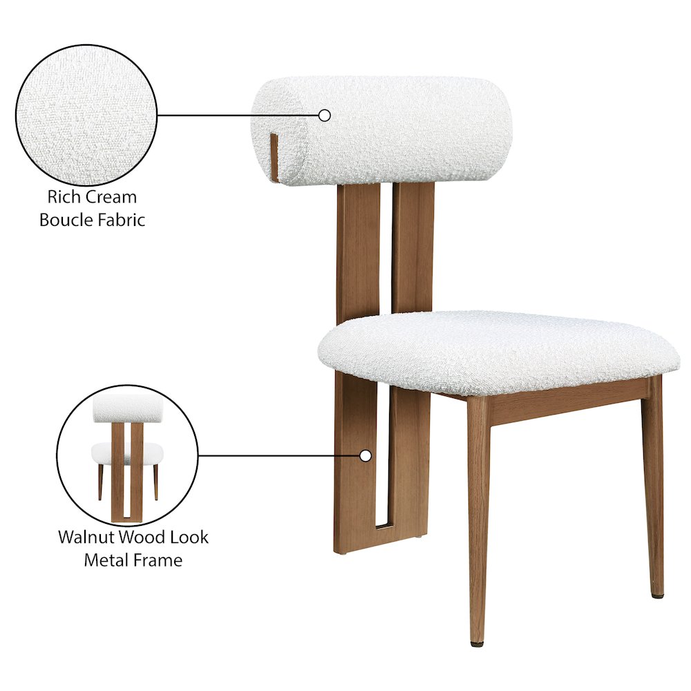 Dario Cream Boucle Fabric Dining Chair, Set of 2