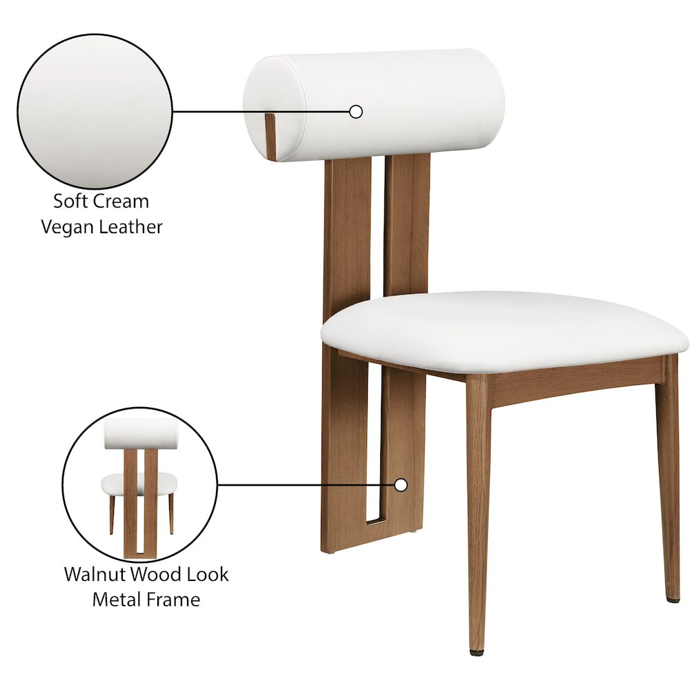 Dario Cream Vegan Leather Dining Chair, Set of 2