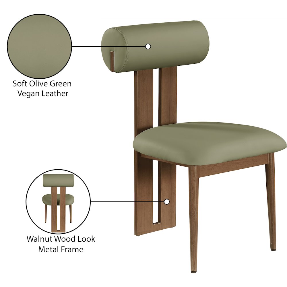 Dario Green Vegan Leather Dining Chair, Set of 2