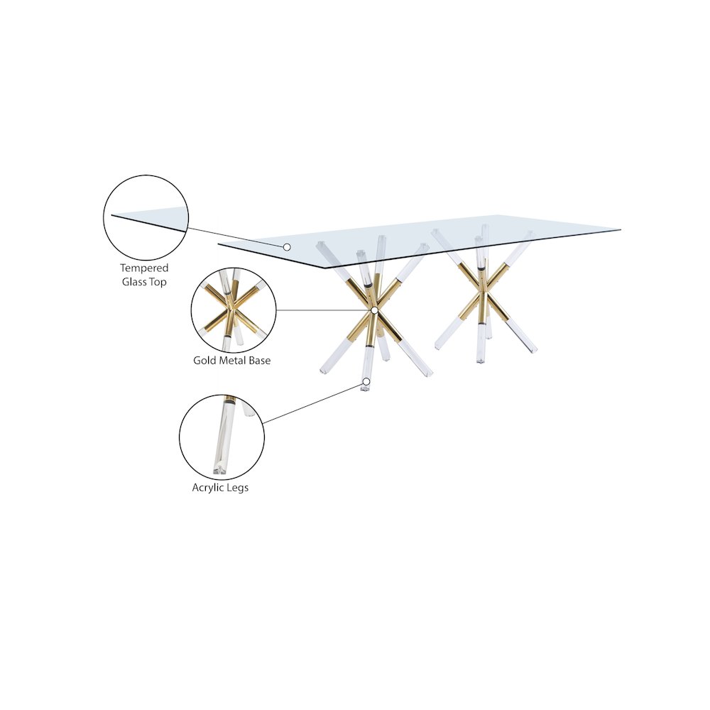 Mercury Acrylic/Gold Dining Table