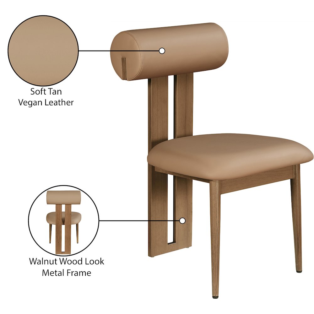 Dario Tan Vegan Leather Dining Chair, Set of 2