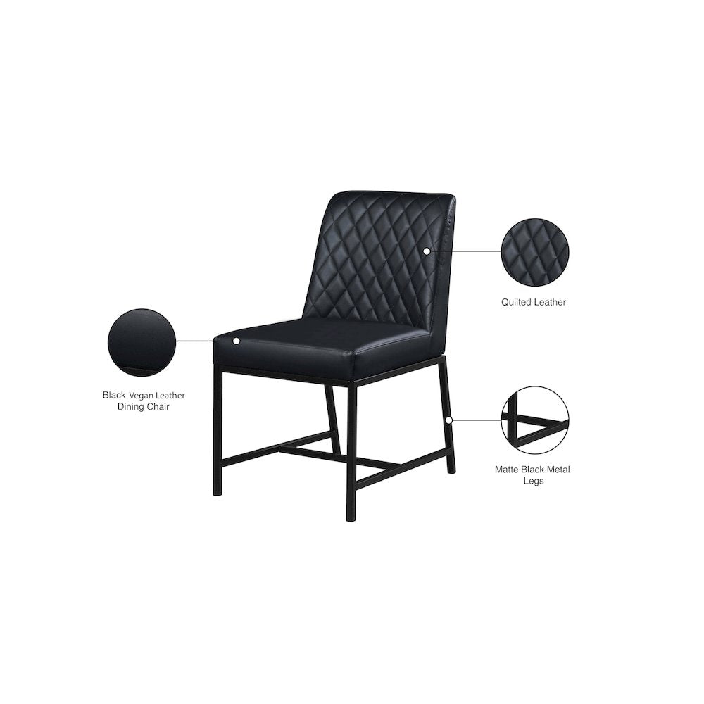Bryce Black Vegan Leather Dining Chair, Set of 2
