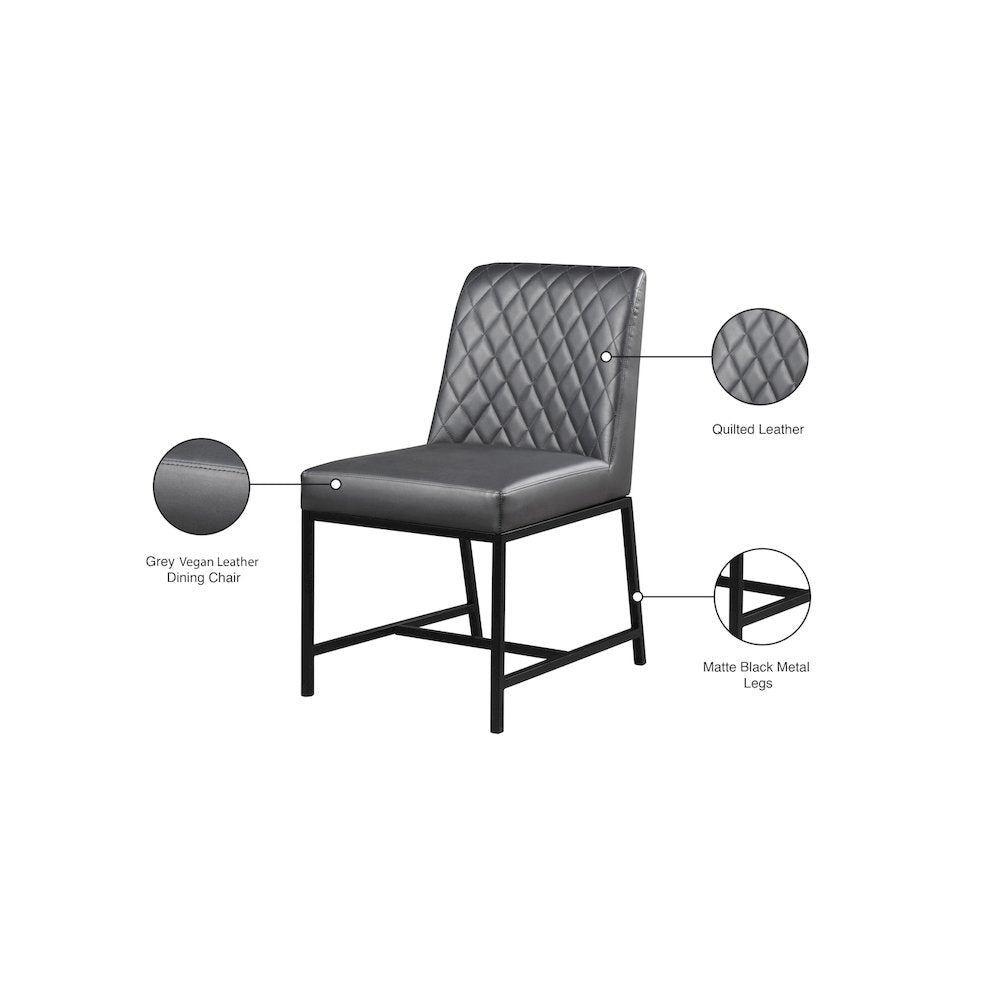 Bryce Grey Vegan Leather Dining Chair, Set of 2
