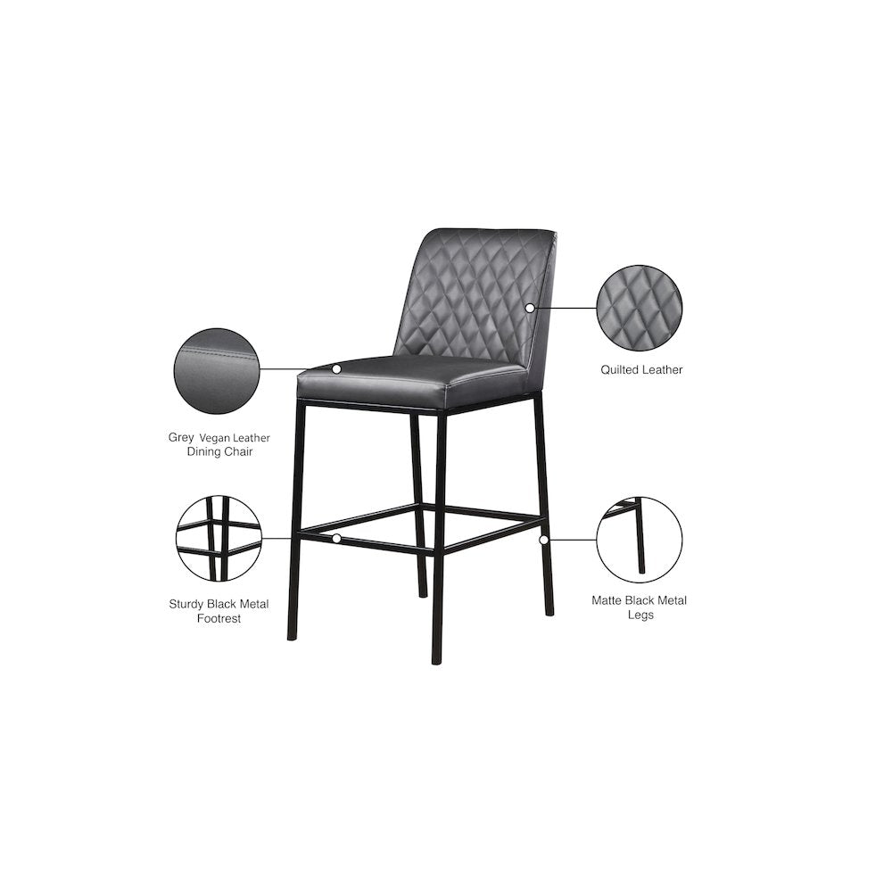 Bryce Grey Vegan Leather Stool, Set of 2