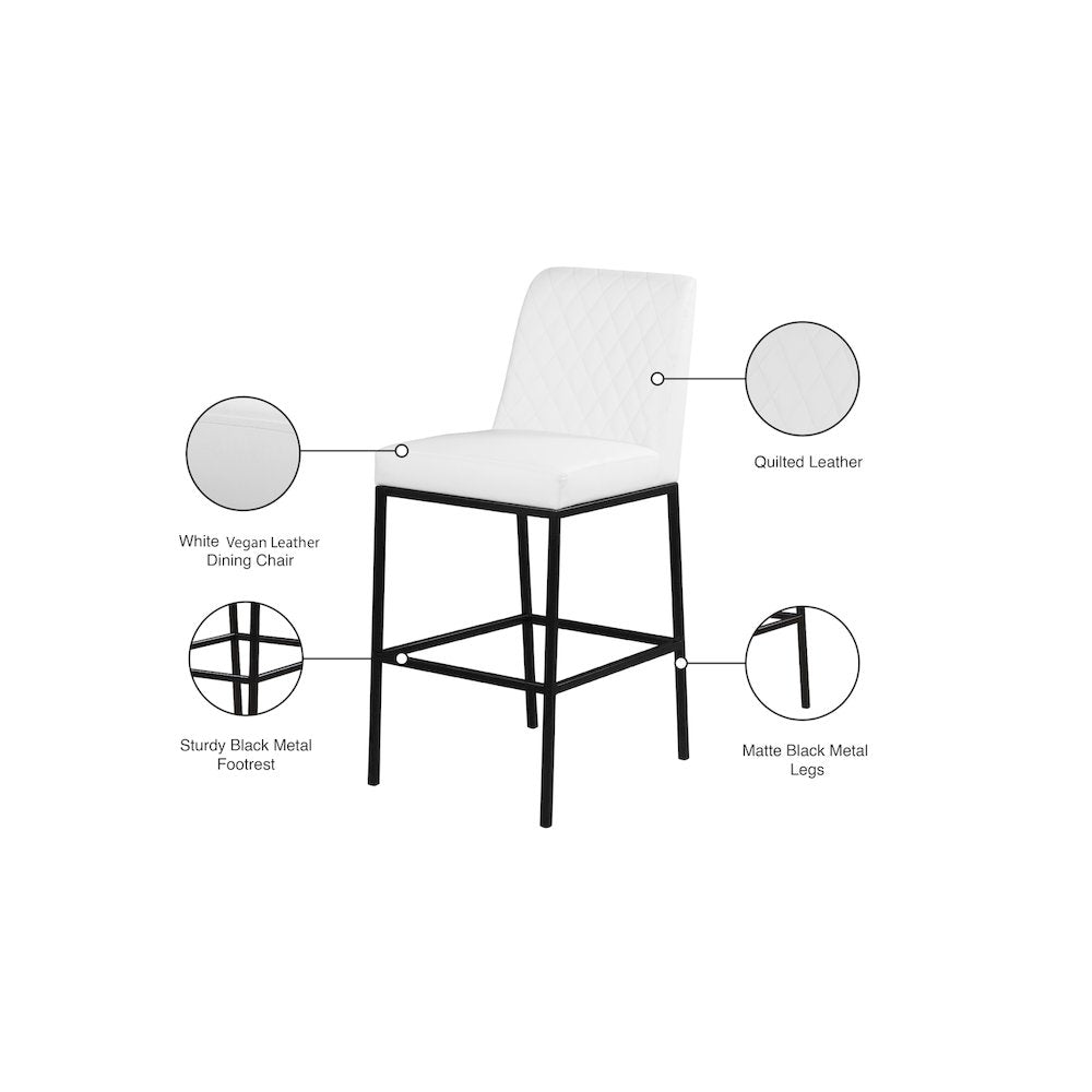 Bryce White Vegan Leather Stool, Set of 2