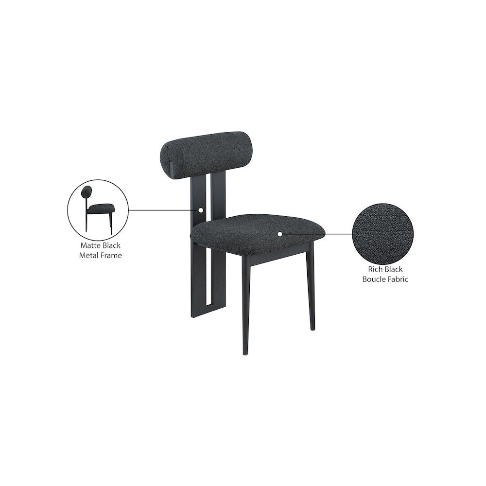 Dario Black Boucle Fabric Dining Chair, Set of 2