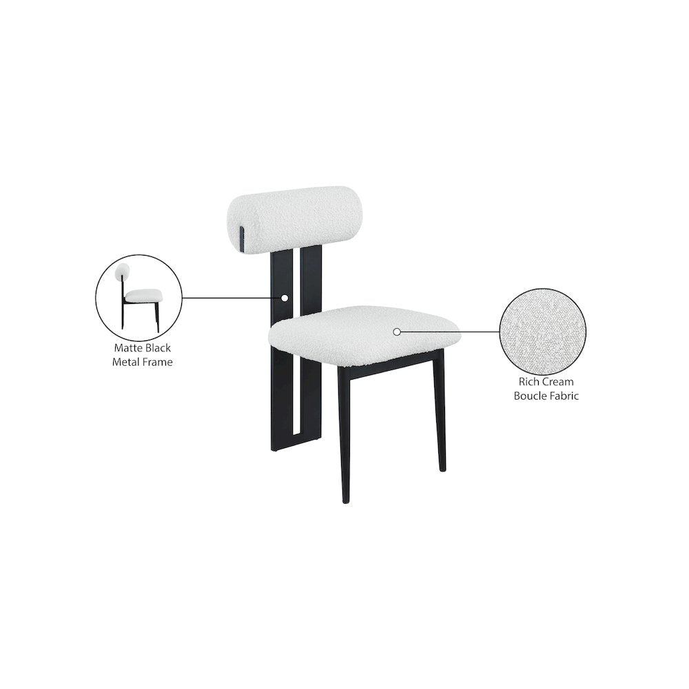 Dario Cream Boucle Fabric Dining Chair, Set of 2